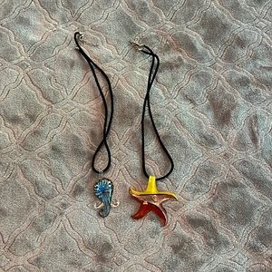 Two glass pendant necklaces